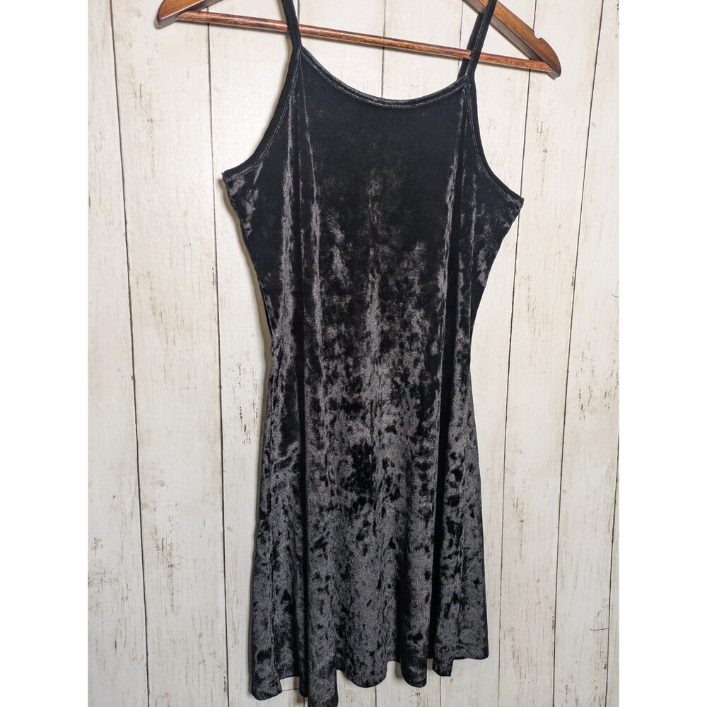 Crazy 8 Black Crushed Velvet Girls Dress 10/12 Goth Y2K Holiday Party Alt Skater - Picture 2 of 10